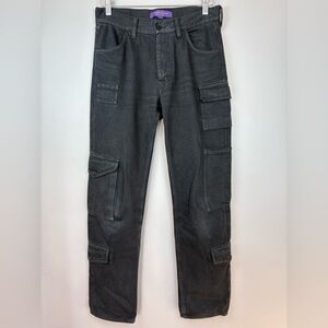 Ralph Lauren Purple Label Cargo Pant Sz 4 Black Charcoal Straight Leg Button Fly
